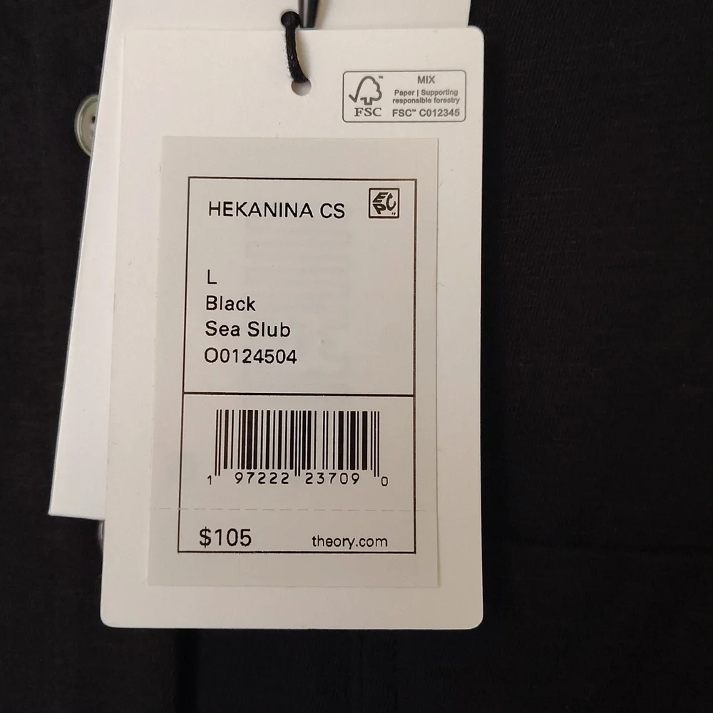 Theory Hekanina Black Tie-Front Button-Up Shirt | Size L. - Picture 5 of 8